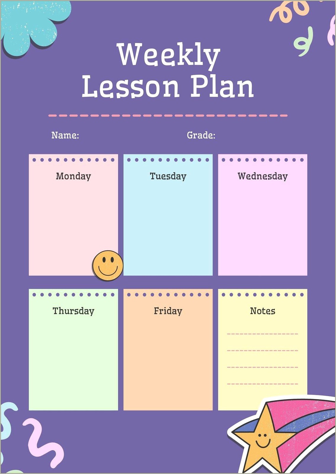 Free Weekly Lesson Plan Templates For Elementary Teachers