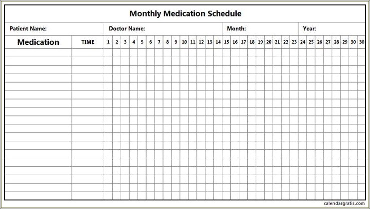 Free Weekly Medication Schedule Template Card For Purse