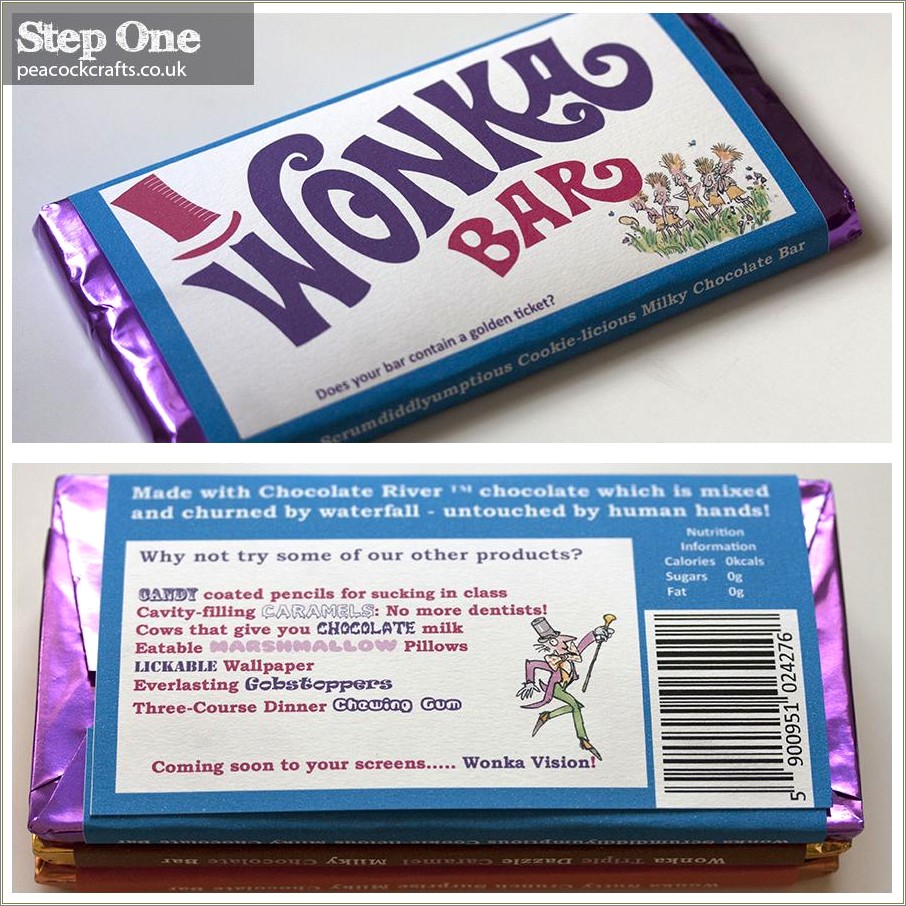Free Willy Wonka Candy Bar Wrapper Template