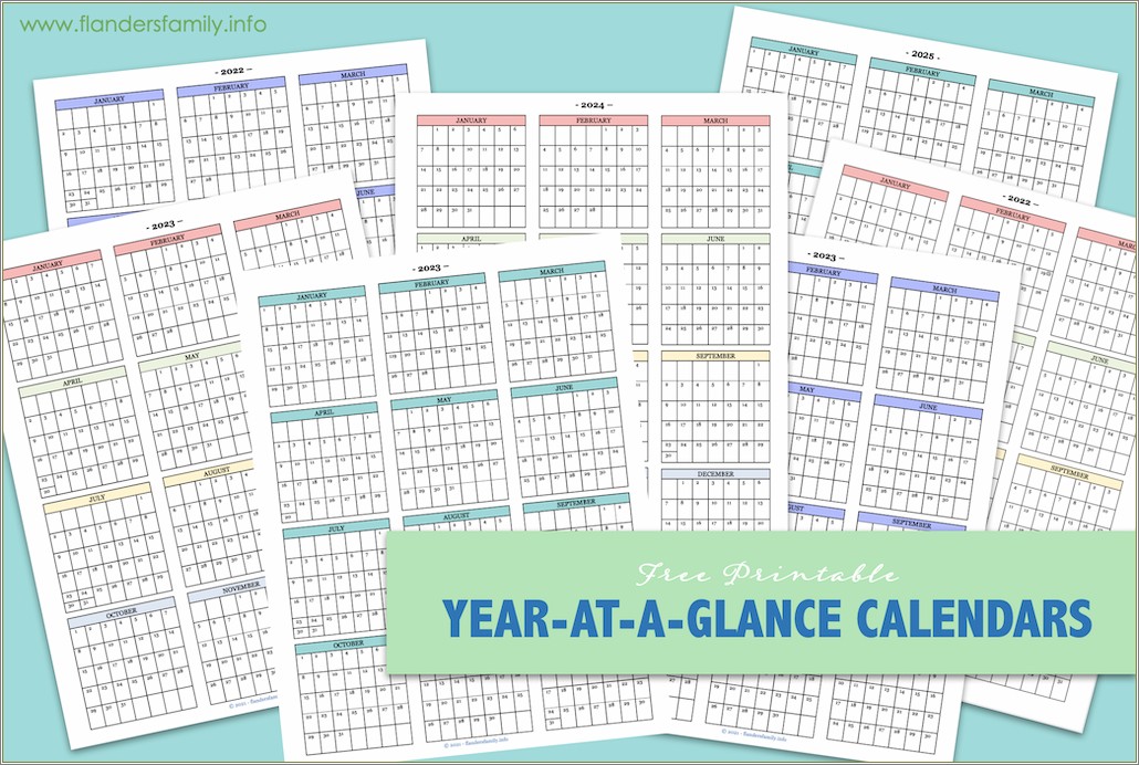 Free Year At A Glance Calendar Template 2015