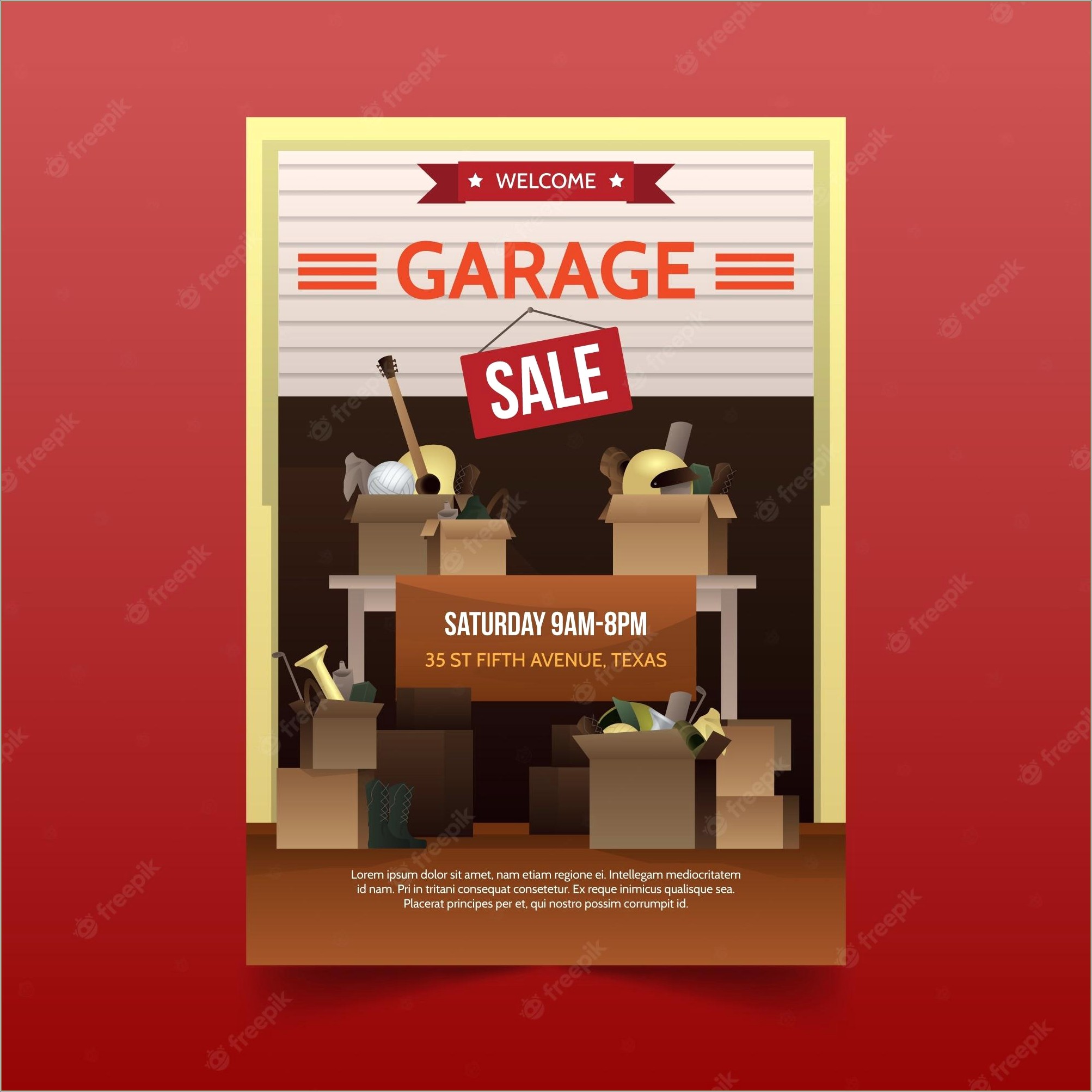Garage Sale Free Black And White Template
