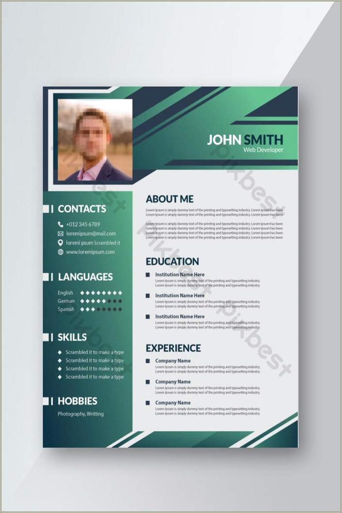 German Style Cv Template In English Free Download