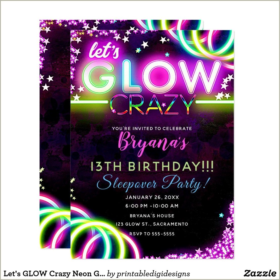 Glow In The Dark Party Invitation Template Free