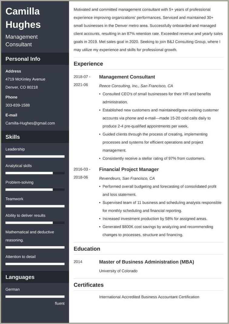 Good Skills For Consulting Resume