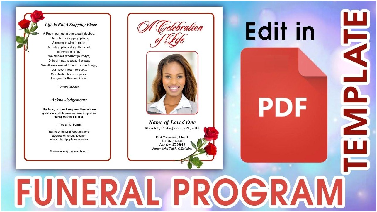 Graduated Fold Funeral Program Template Download Free