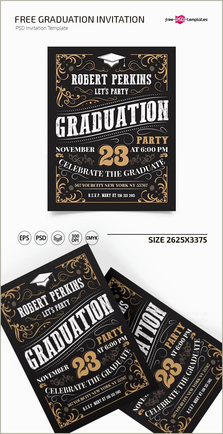 Graduation Invitation Card Template Free Download Photoshop