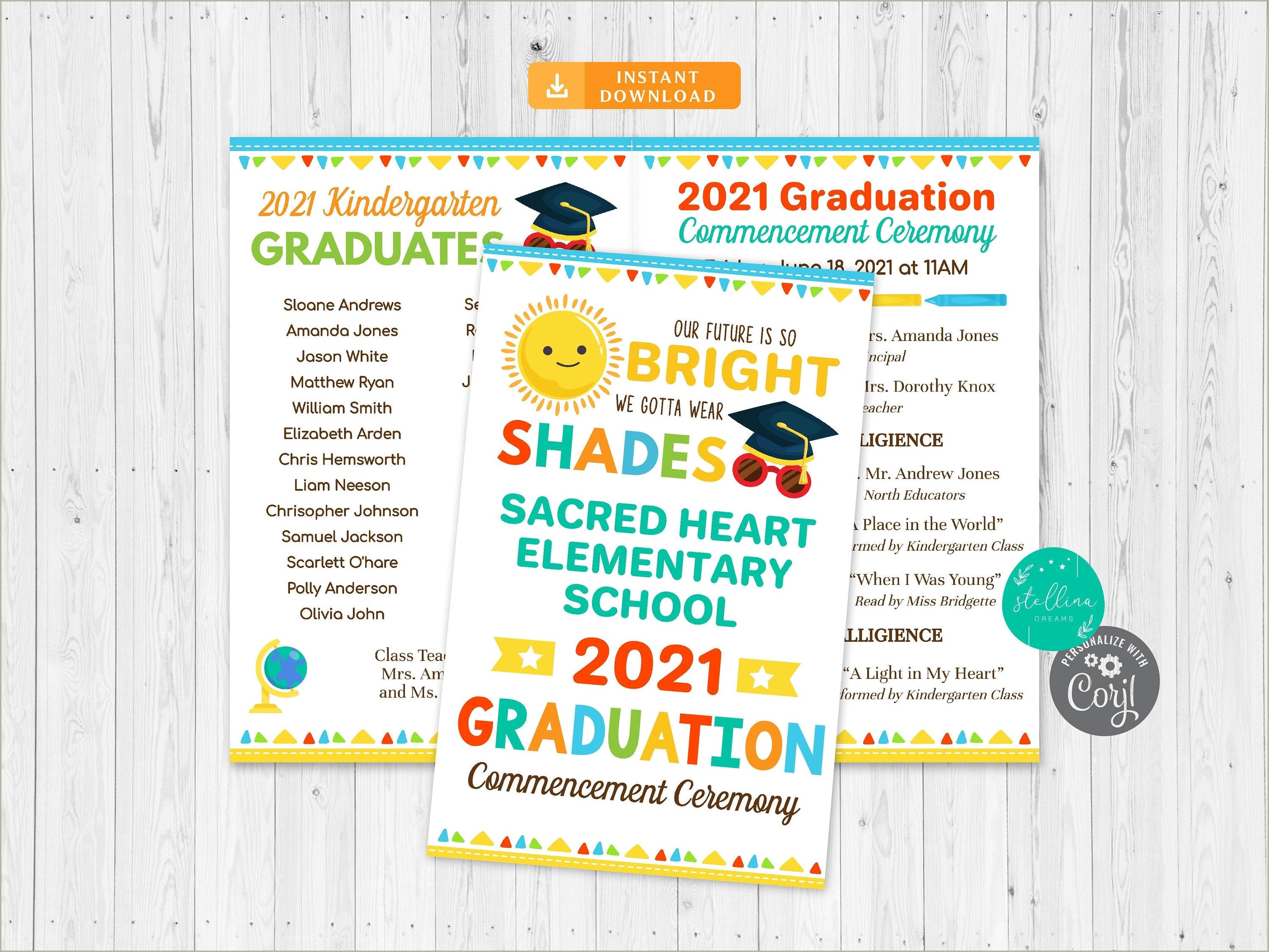 Graduation Program Templates Free Downloadpreschool Graduation Brochure Template