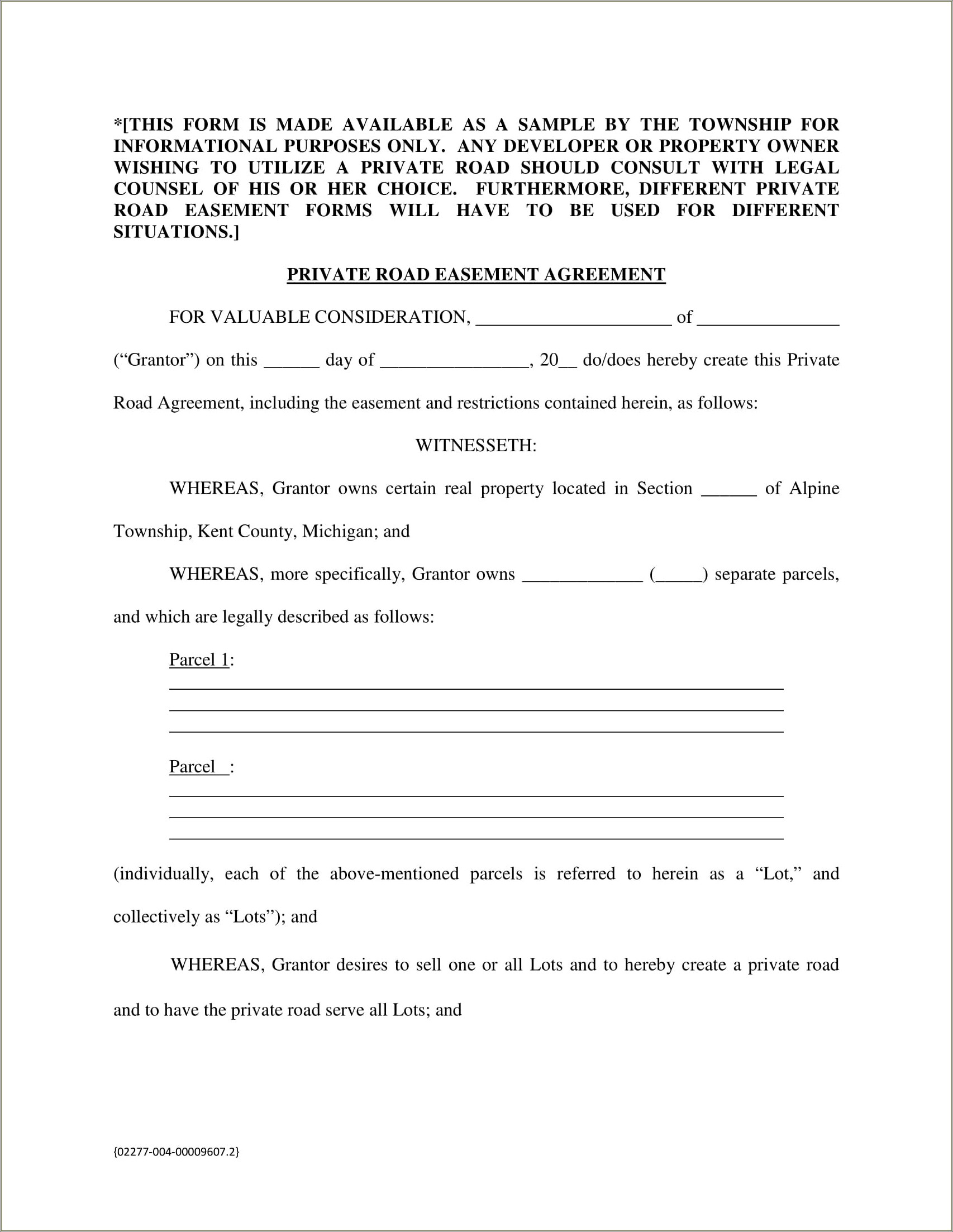 Grant Of Permanent Property Easement Free Template