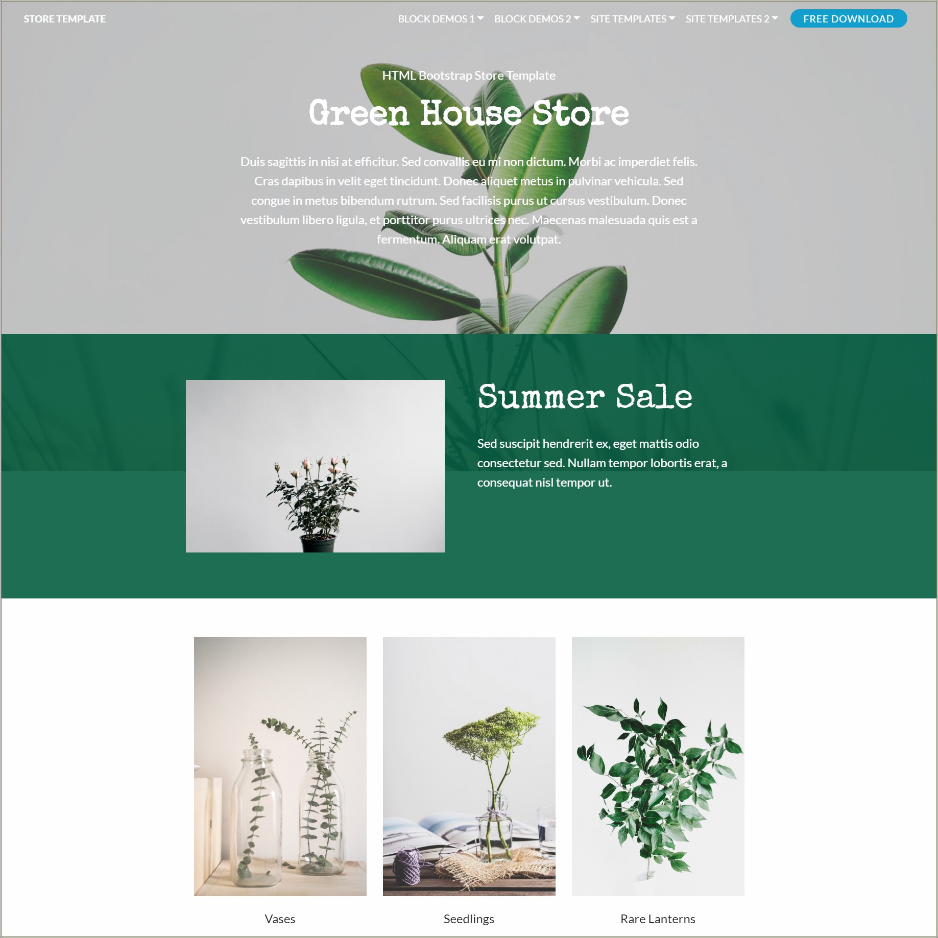 Green Free One Page Html Bootstrap Template