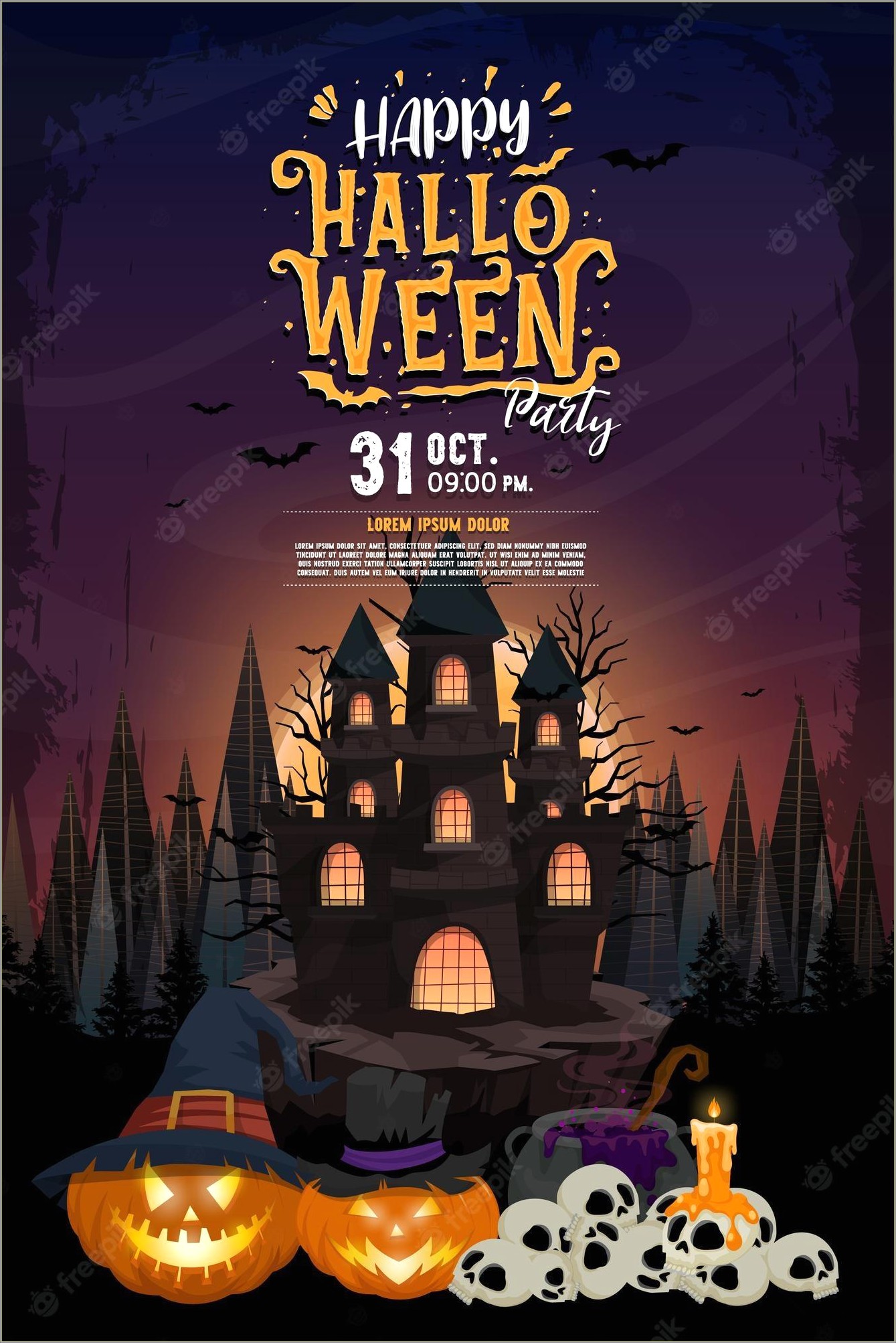 Halloween Party Invitation Card Template Free Download