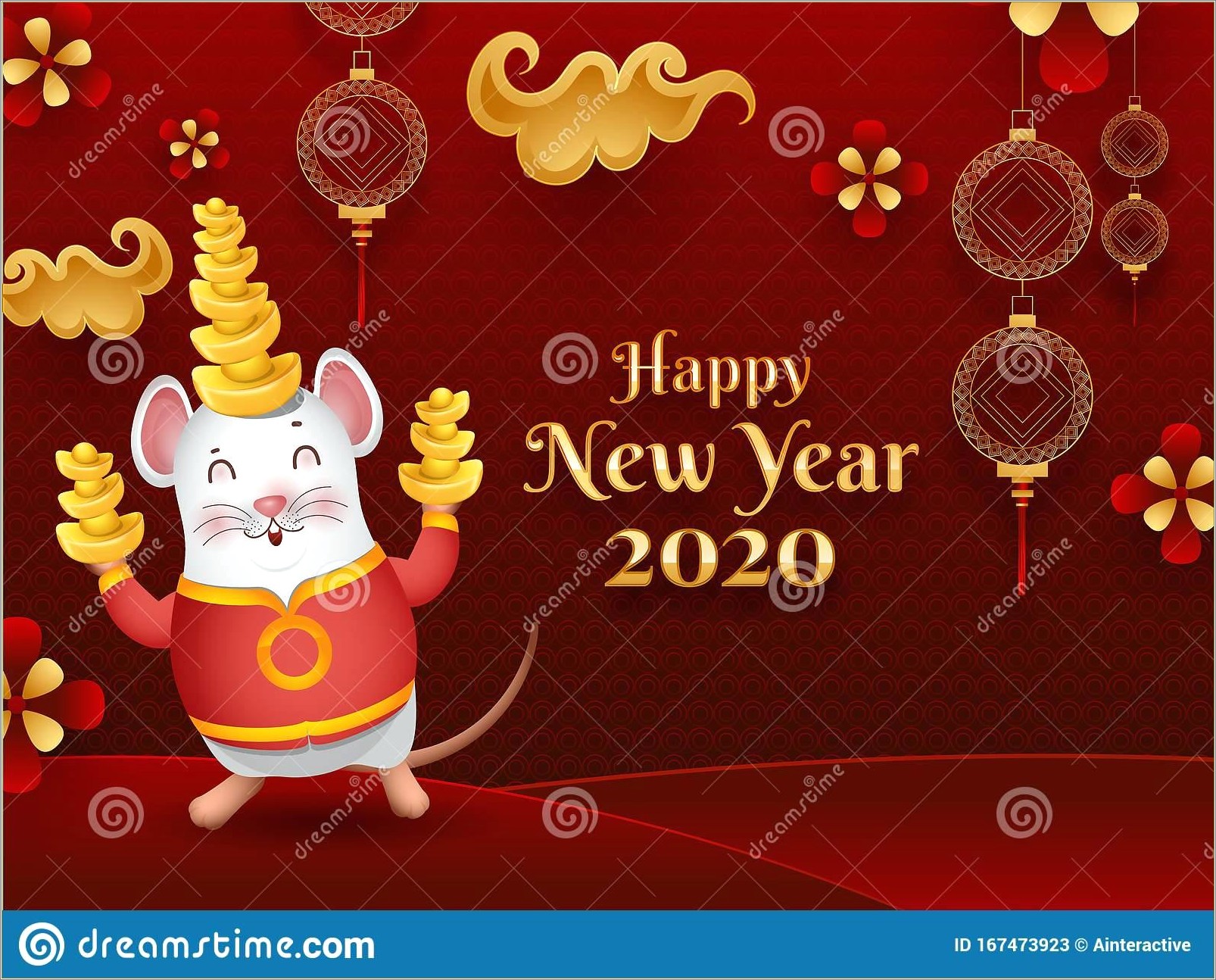 Happy New Year 2020 Template Free Greeting Card