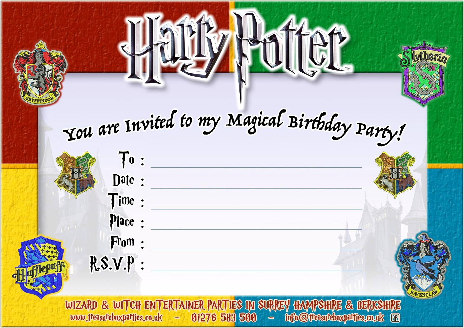 Harry Potter Printed Invitation Template Free Download