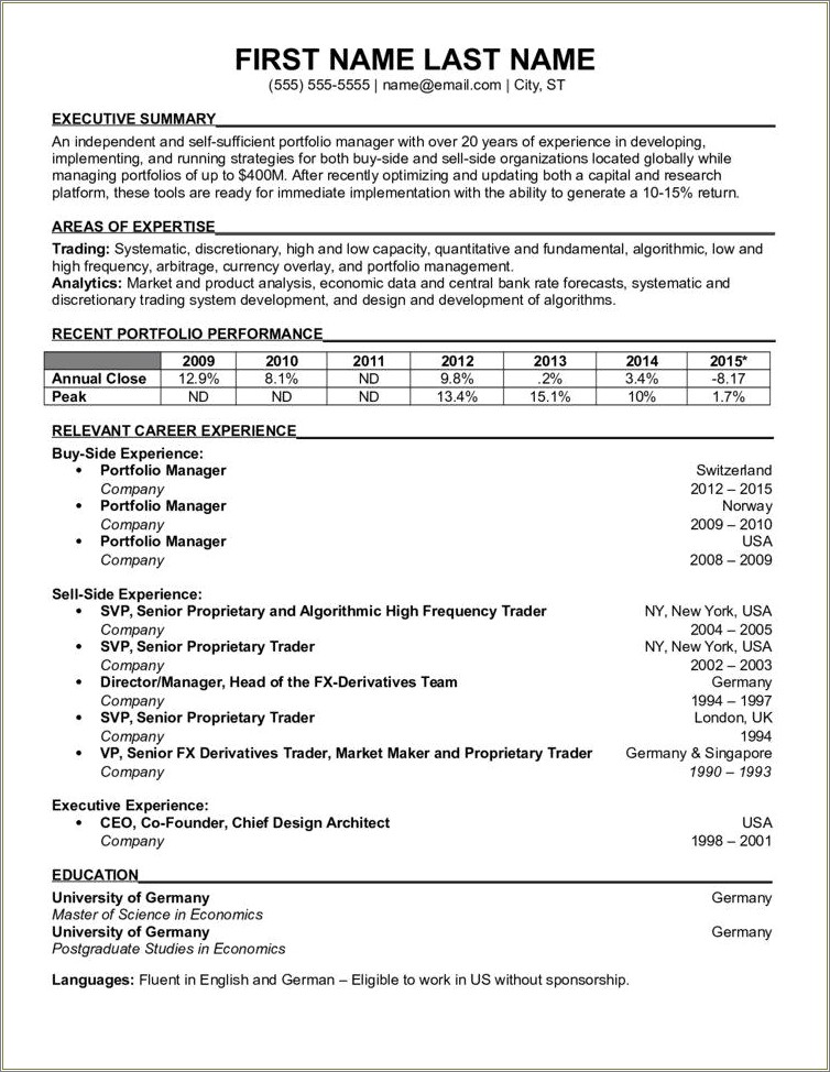 Hedge Fund Accounting Manager Resume