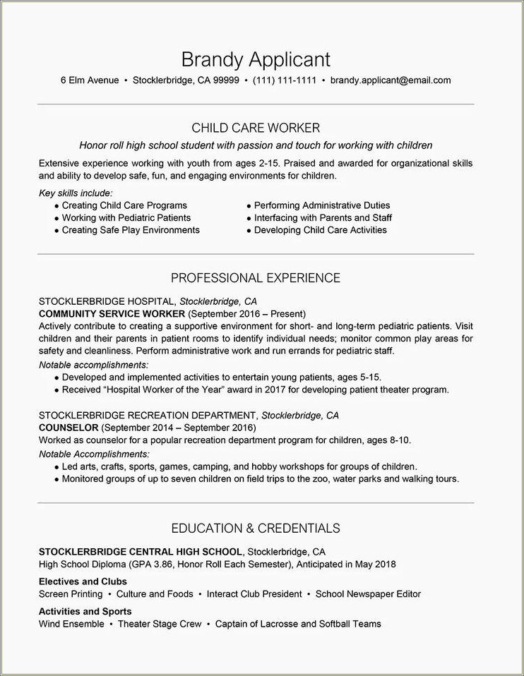 High School Resume Sports Examples