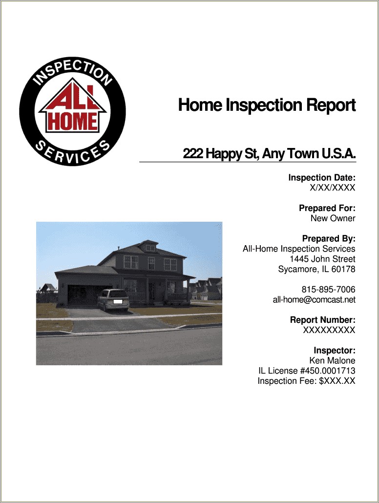 Home Inspection Report Cover Page Templates Free Download