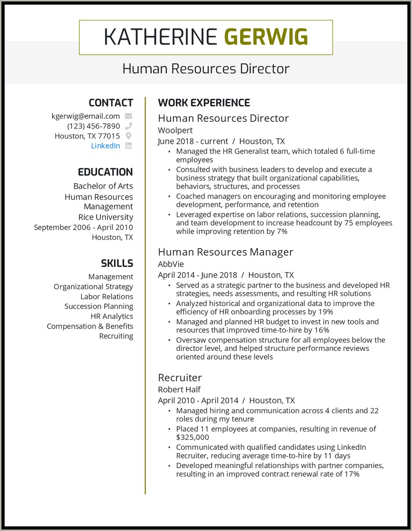 Human Resources Best Resume Samples