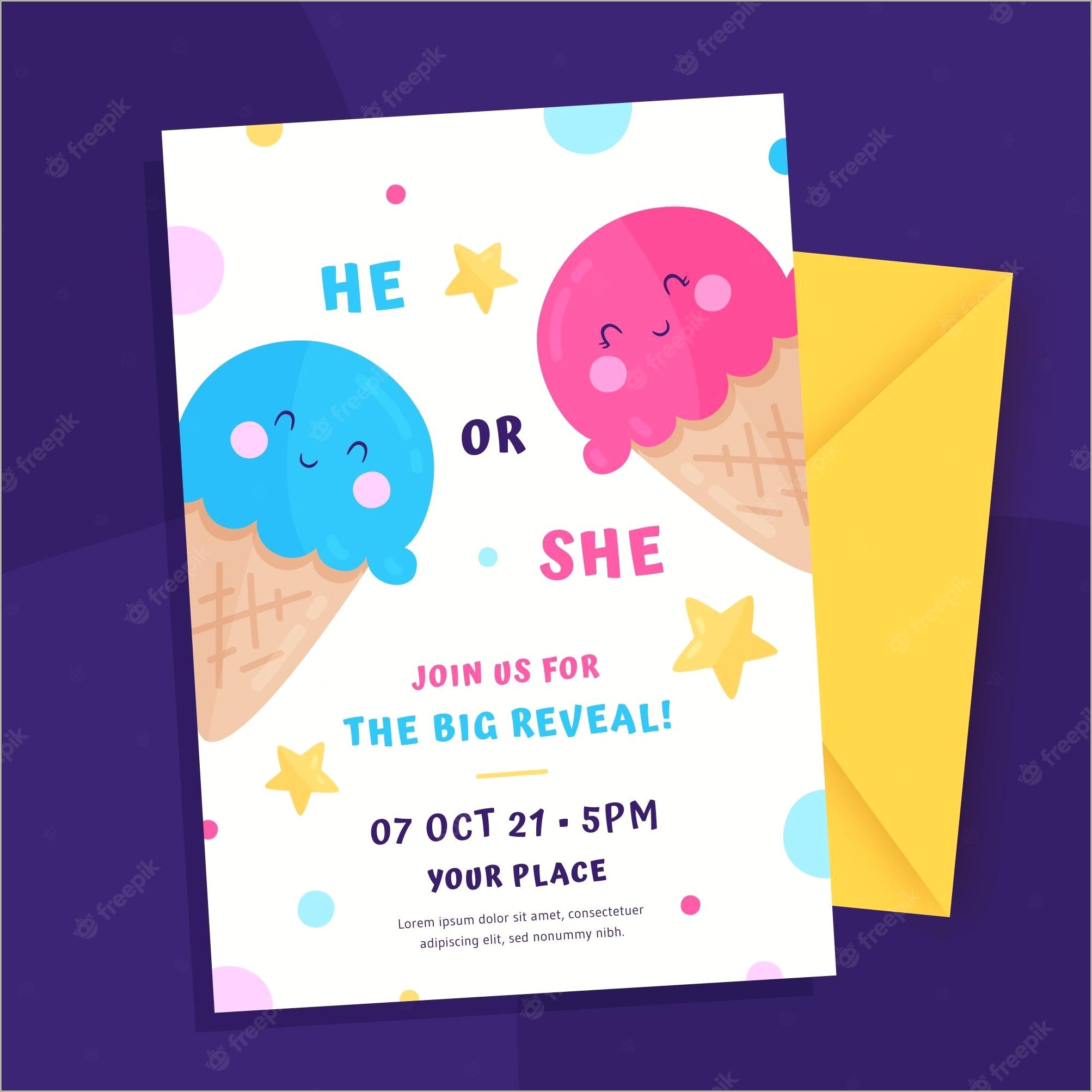 Ice Cream Gender Reveal Invitation Template Download Free