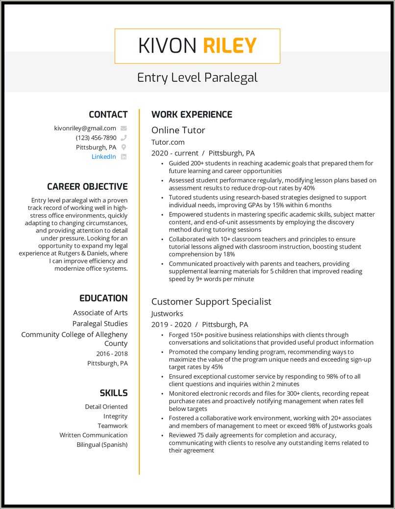 Immigration Paralegal Skills For Resume