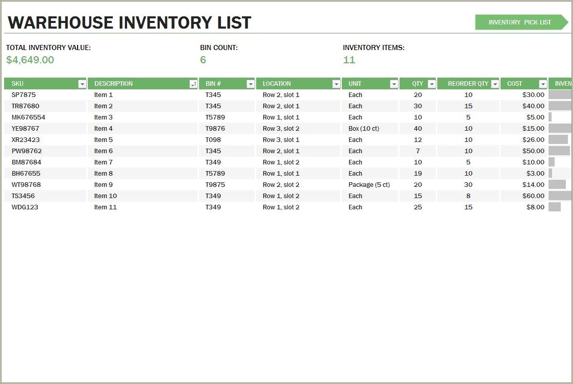 Inventory Control Template With Count Sheet Free
