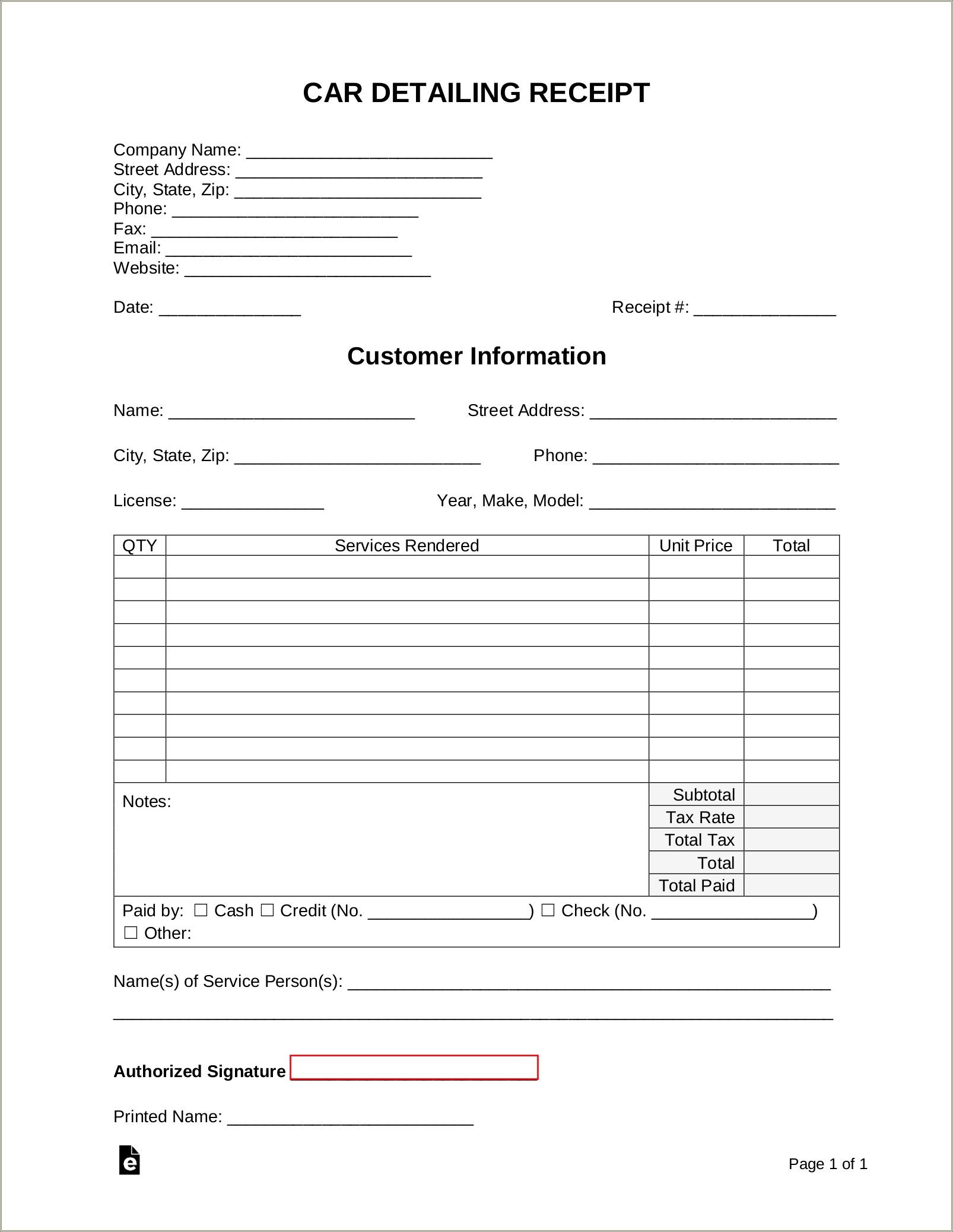 Invoice For Auto Detailing Template For Free