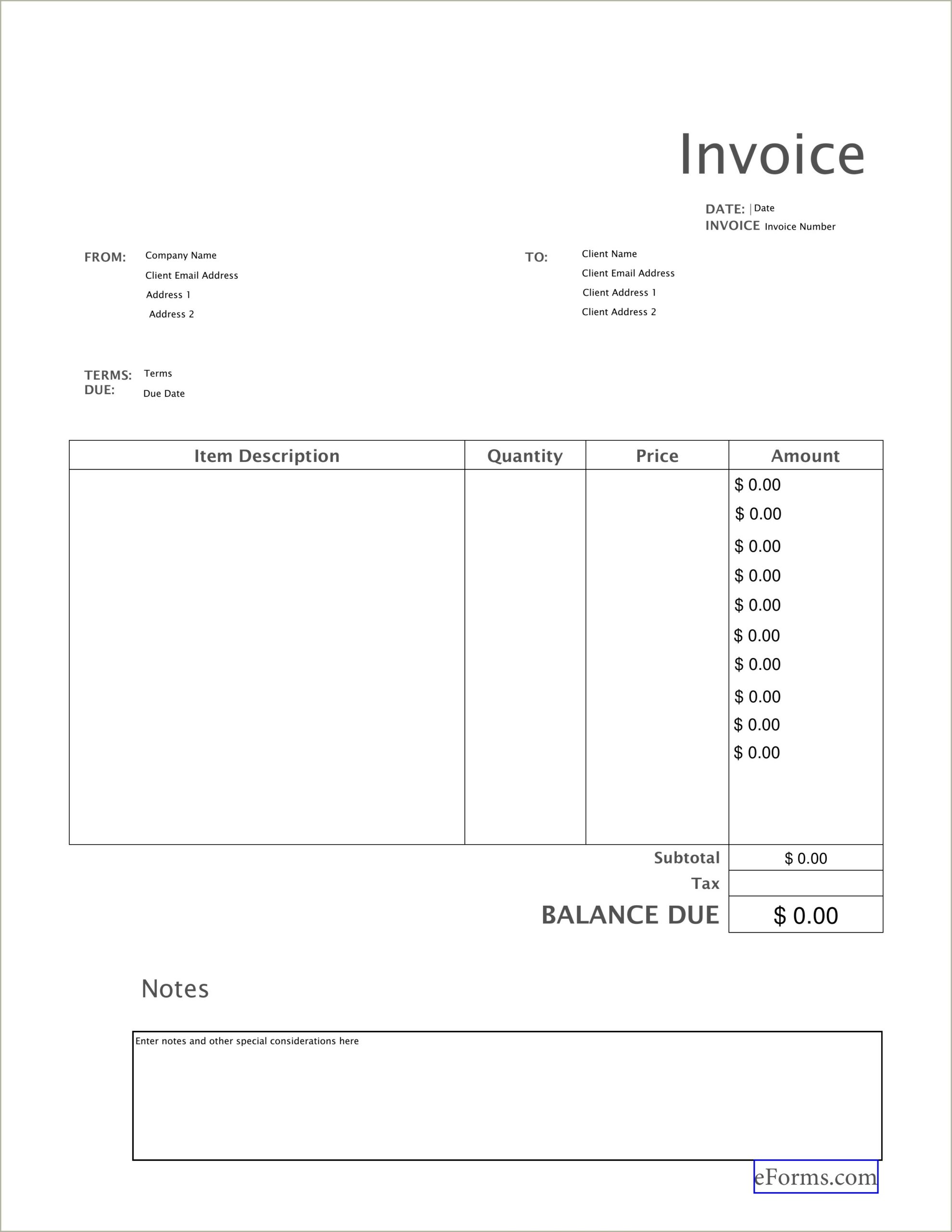 Invoice Template In Word Format Free Download