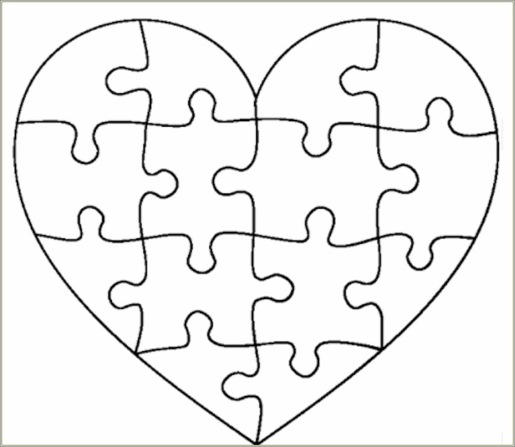 Jigsaw Puzzle Templates Heart Shaped Free Printable