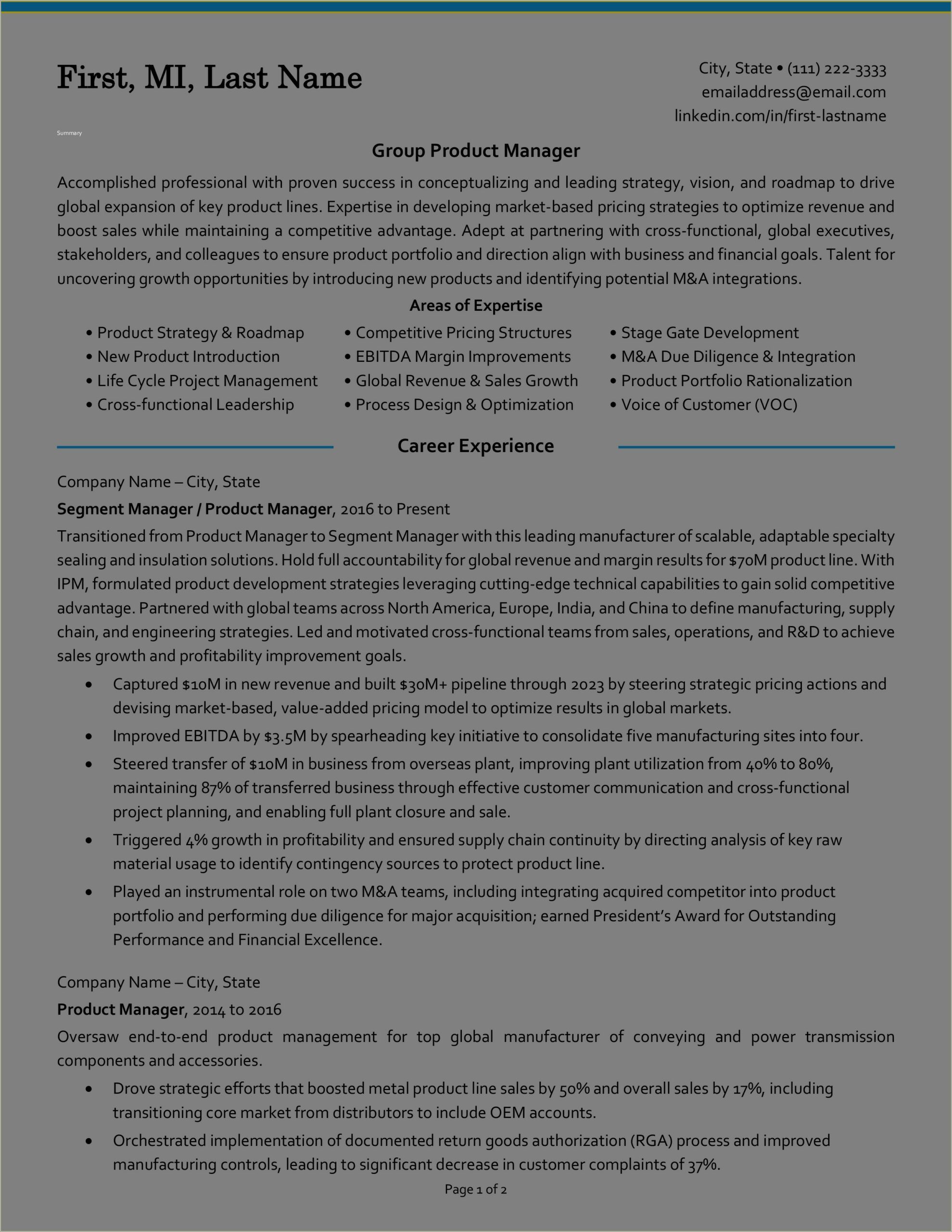 Job Application Standard Resume Format