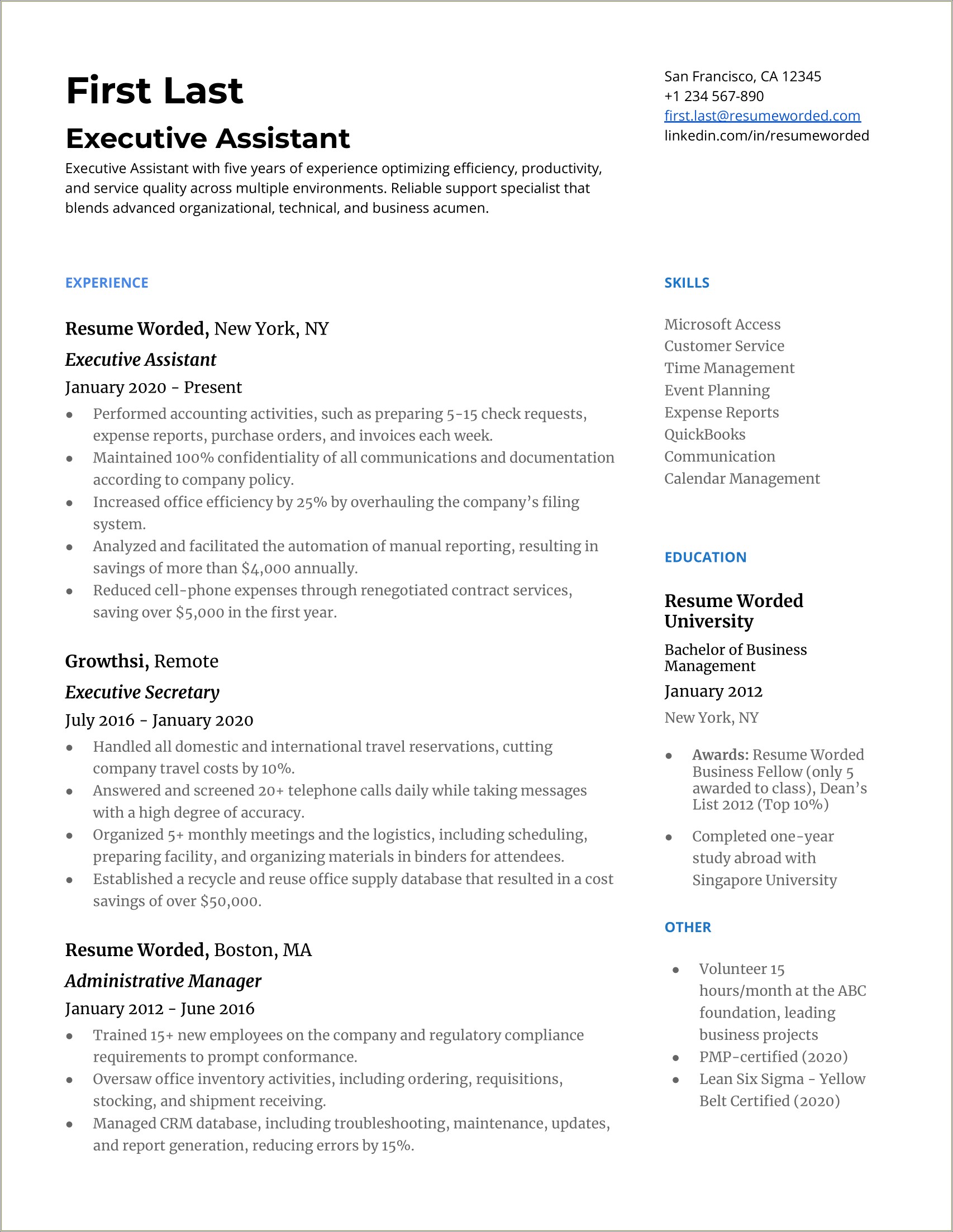 Job Description Resume Administrative Assistant