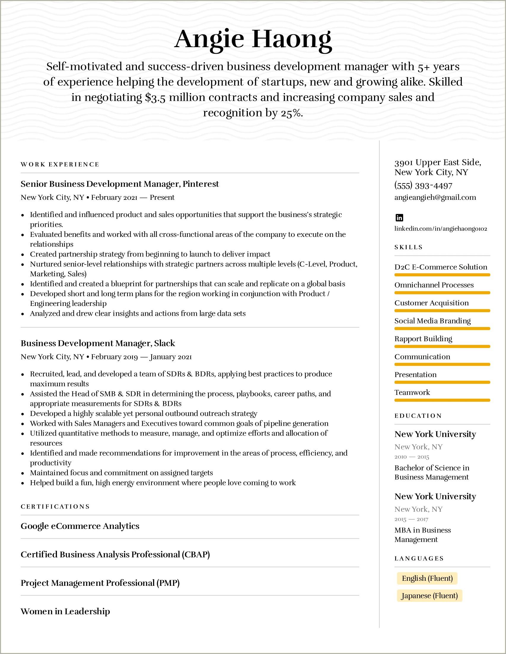Job Resume Knowledgeable With Computers