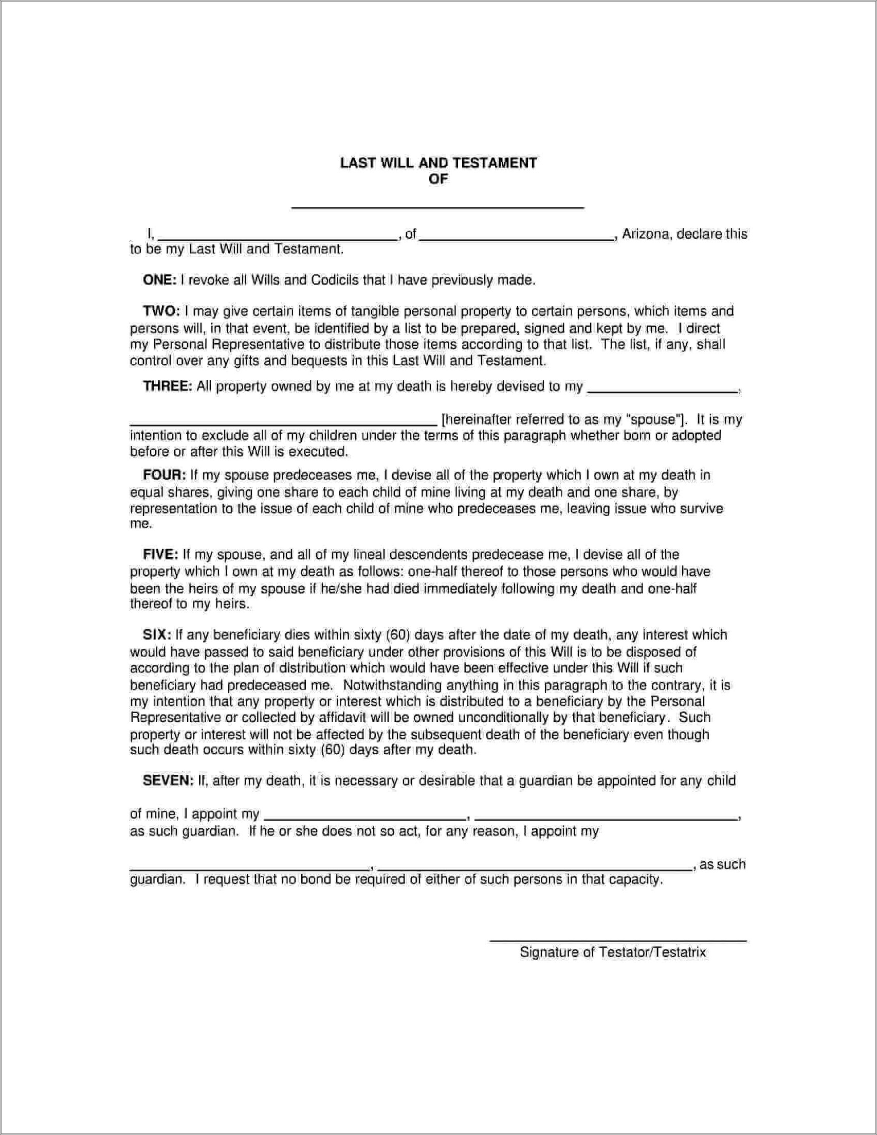 Joint Last Will And Testament Free Template