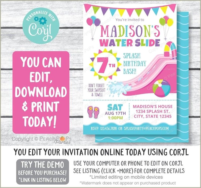 Kids Birthday Party Flyer Template Water Theme Free