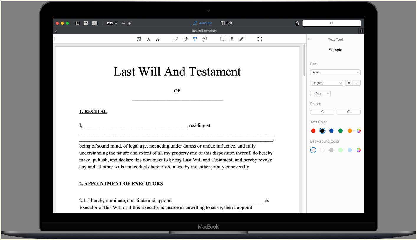 Last Living Will And Testament Free Template