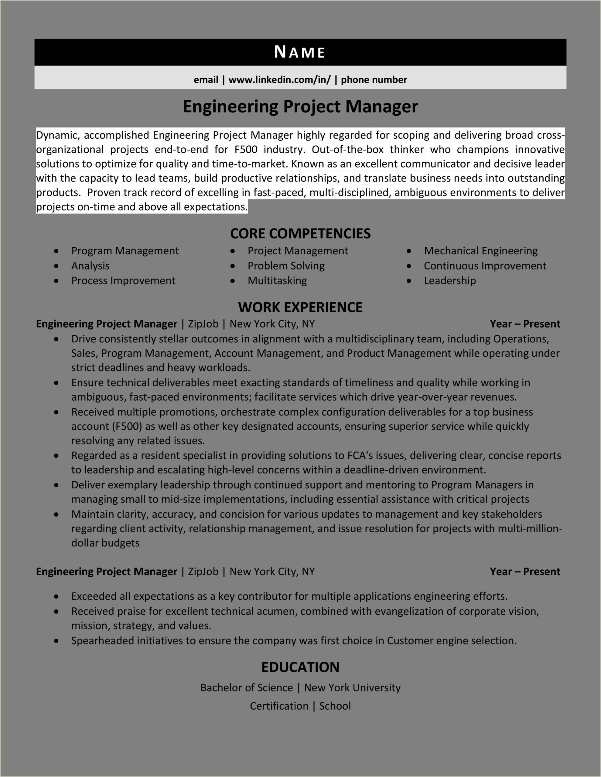 Leadership Development Program Manager Resume