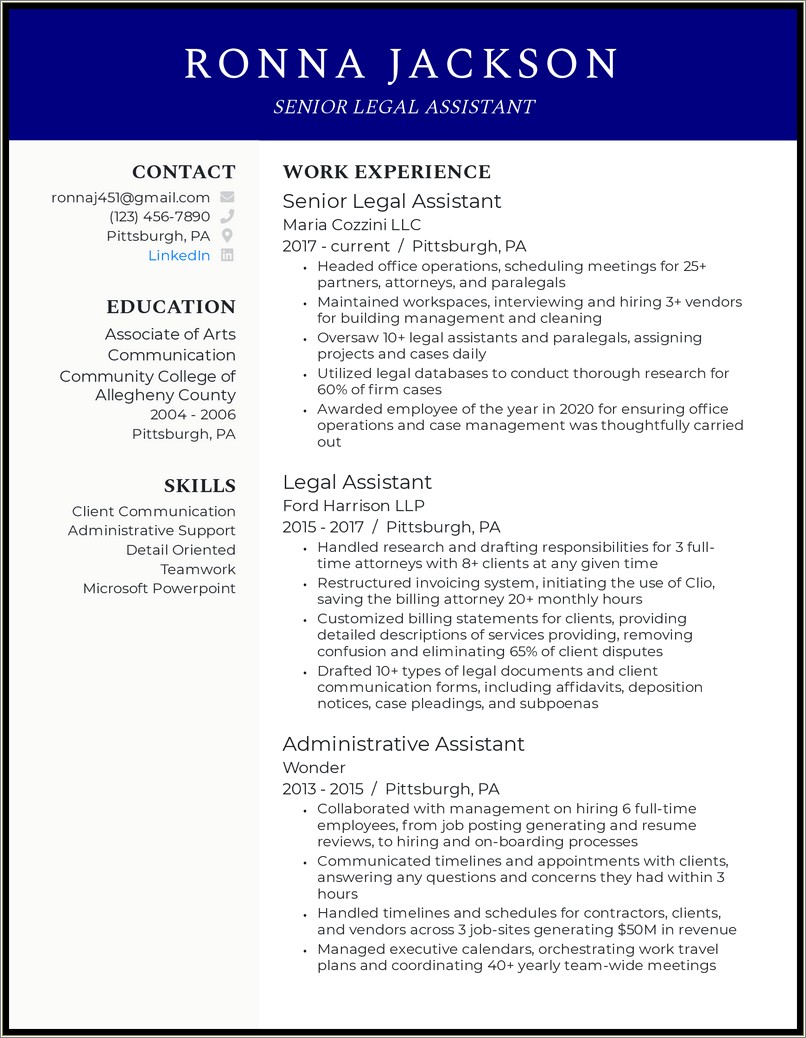 Legal Assistant Job Descriptions Resume