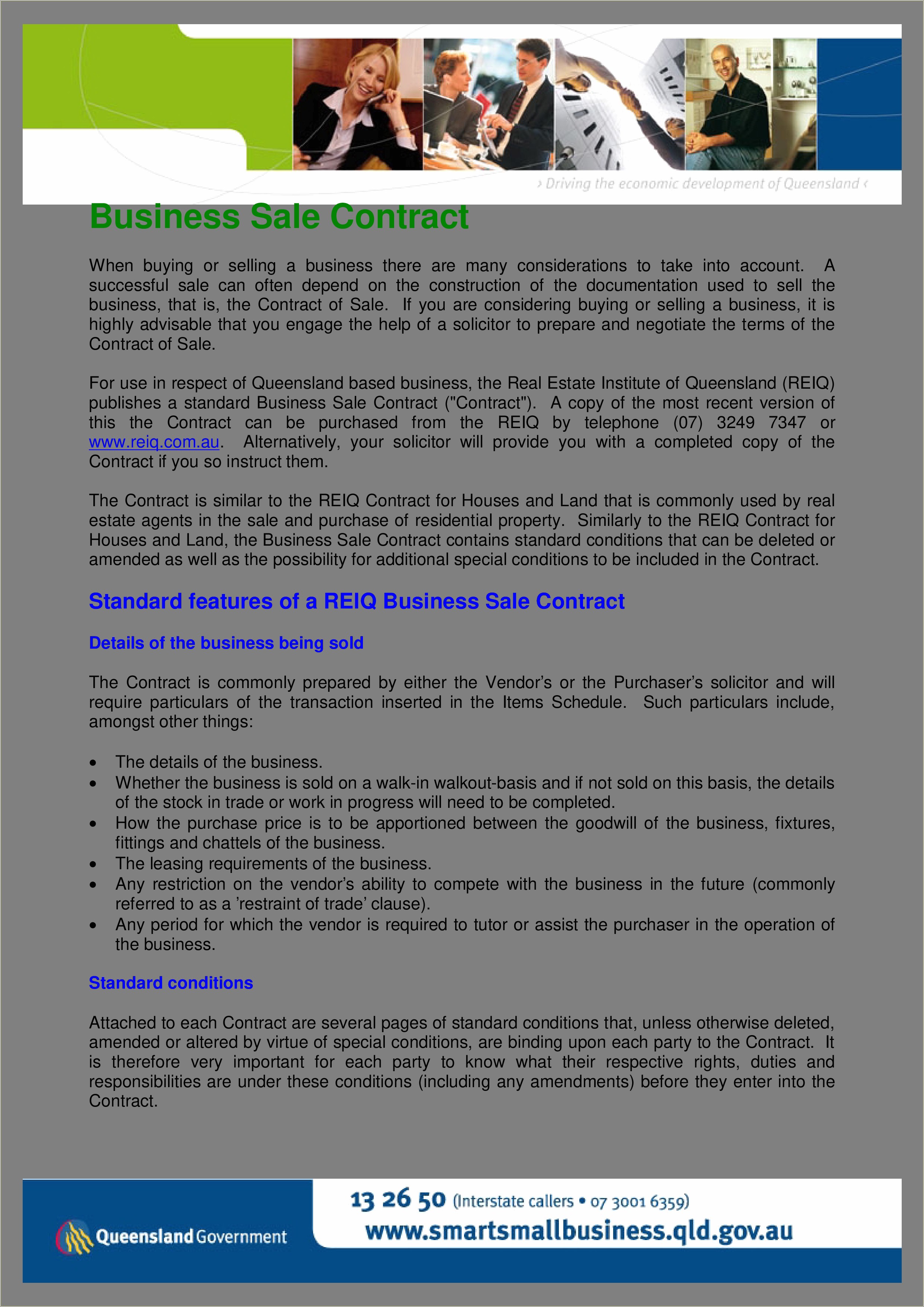 Legal Contract Template Free For Selling A Business