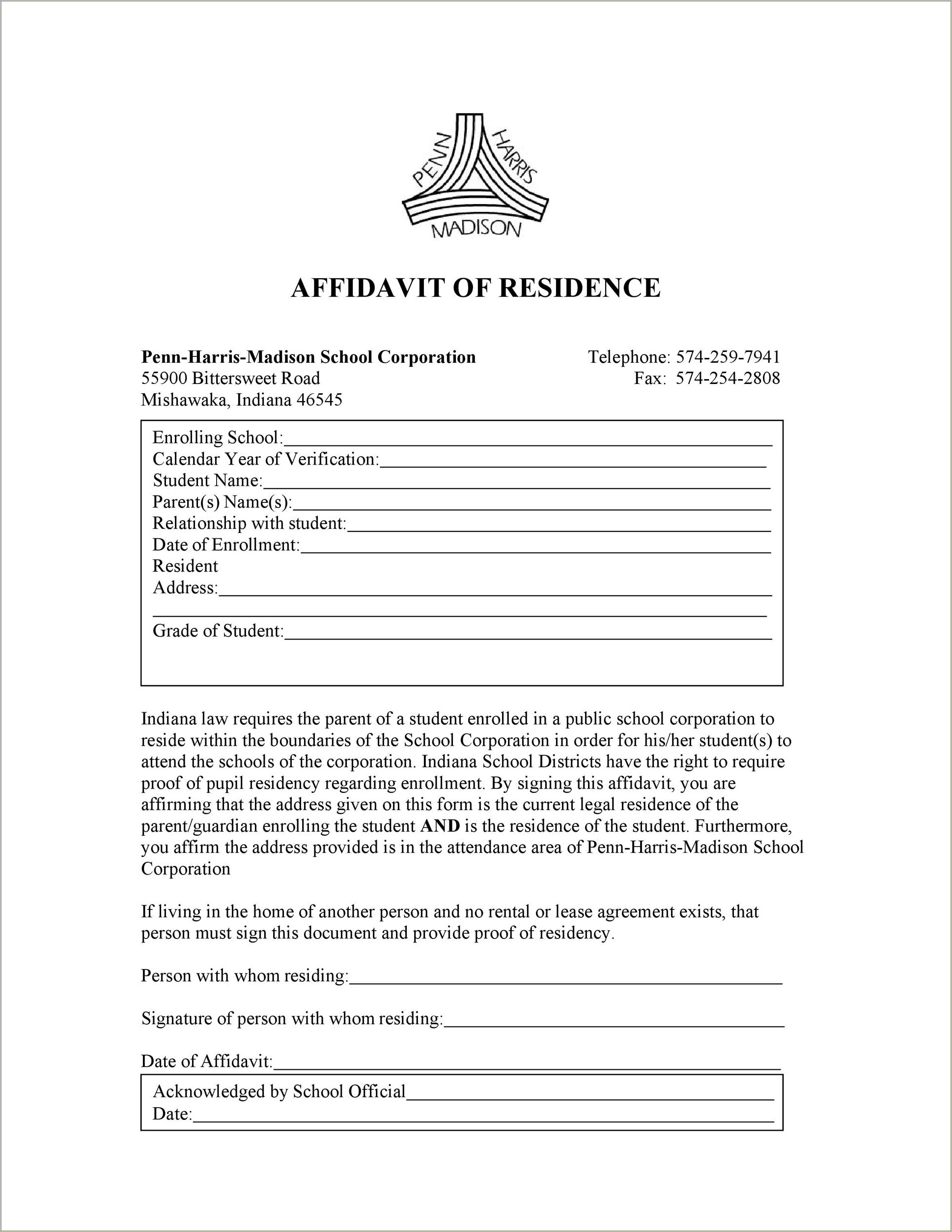 Letter Of Residency From Landlord Free Template