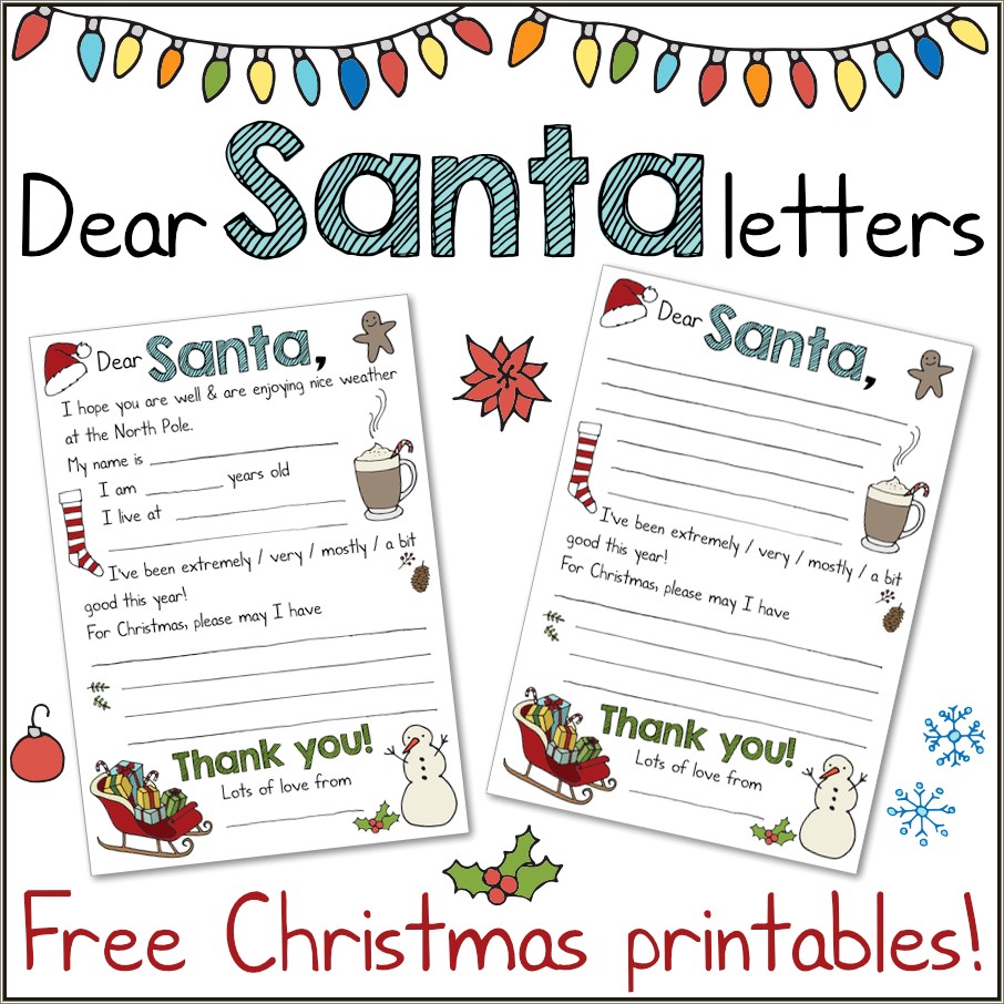 Letter To Santa Template Free Download Printable
