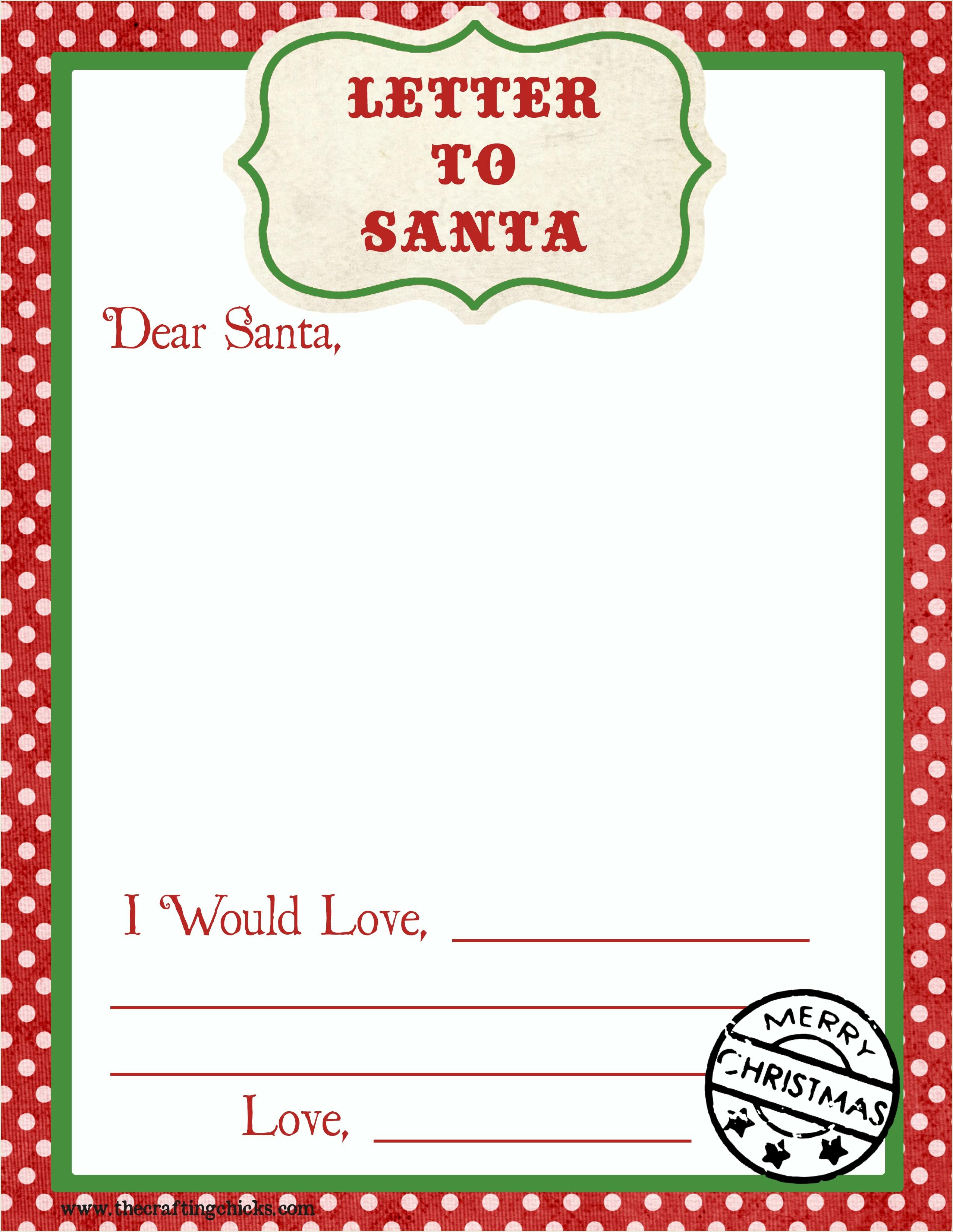 Letters To Santa 2012 Templates Free Printable
