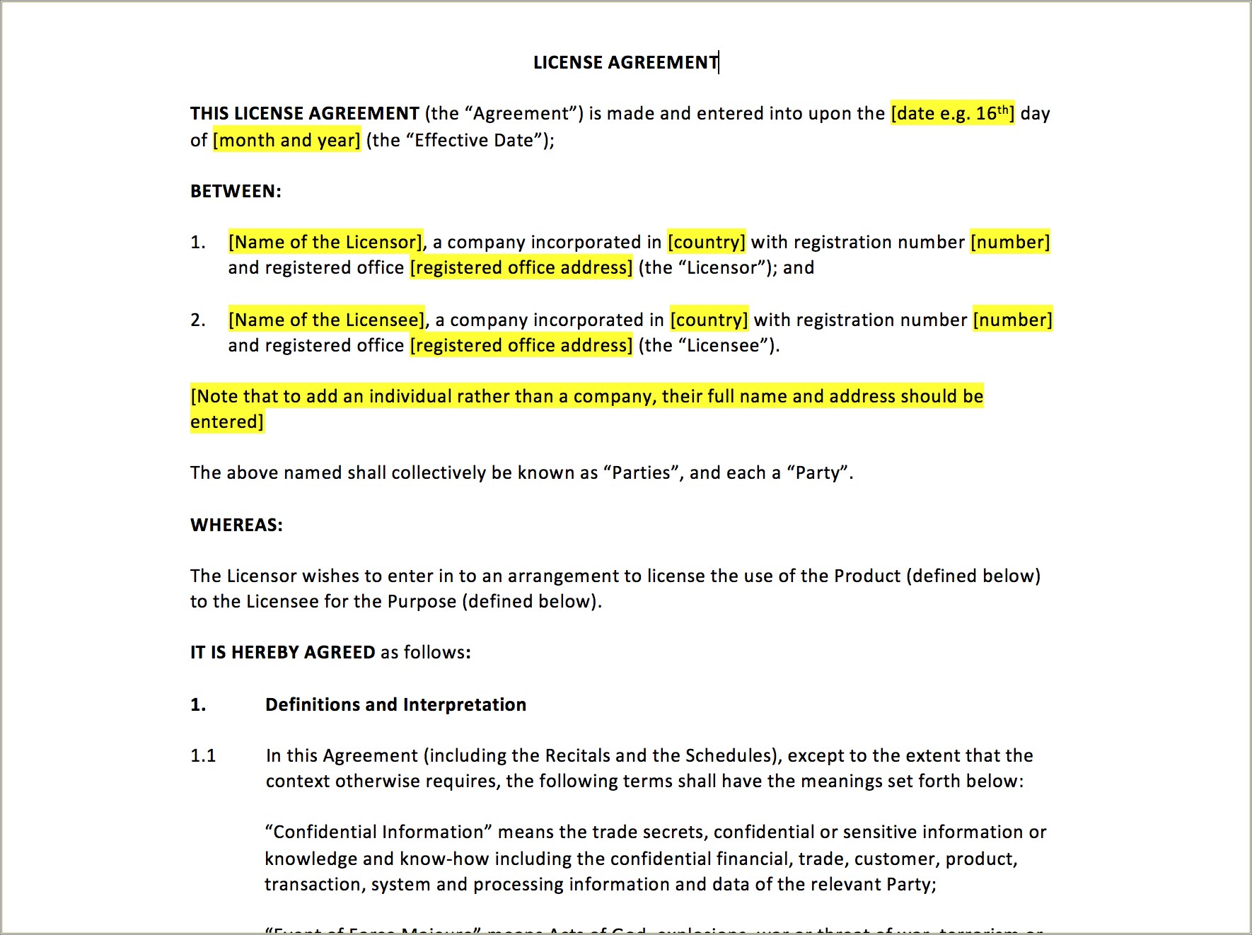 Licence To Occupy Agreement Template Free Nz