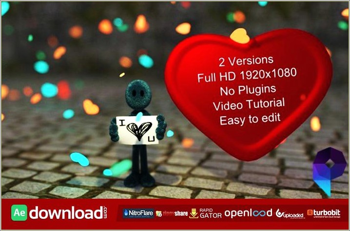 Love Cartoon Card After Effects Template Free Download