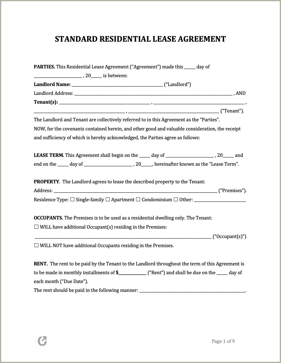 Ma Residential Rental Agreement Download Free Template