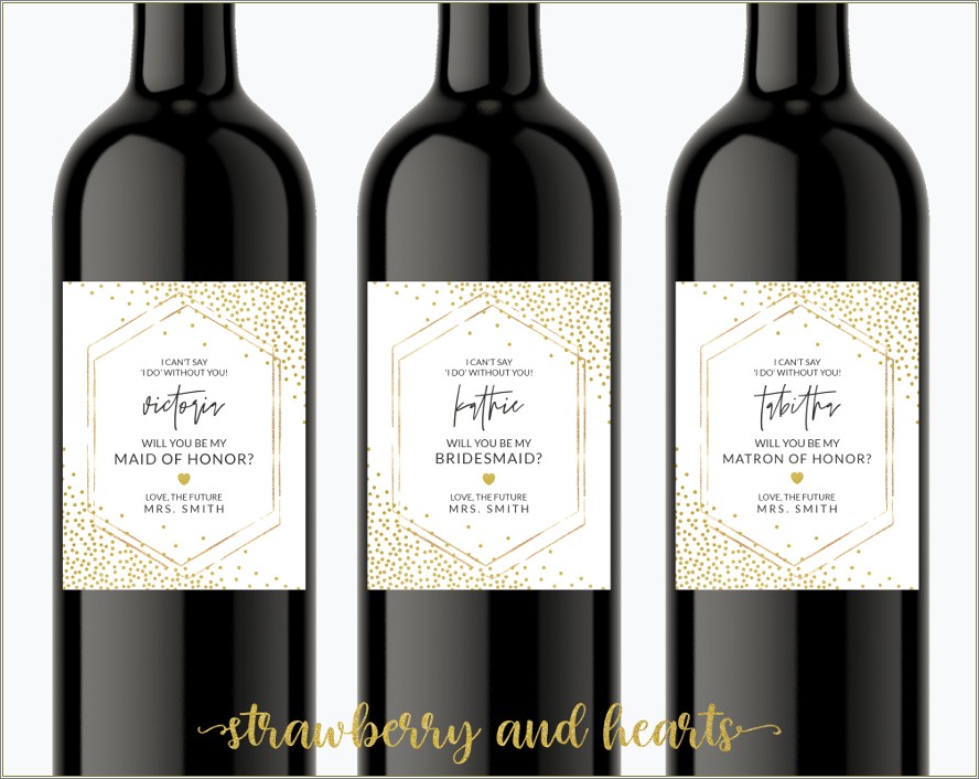 Maid Of Honor Wine Label Template Free