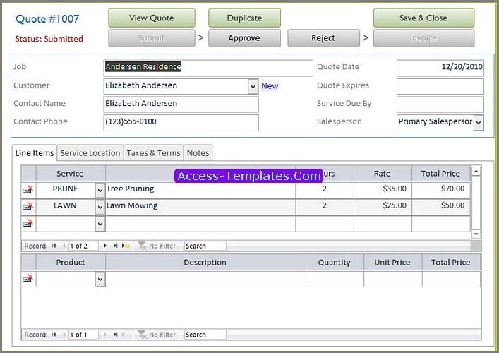 Microsoft Access Invoice Database Template Free Download