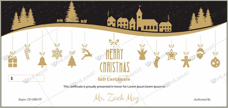 Microsoft Word Christmas Gift Certificate Template Free