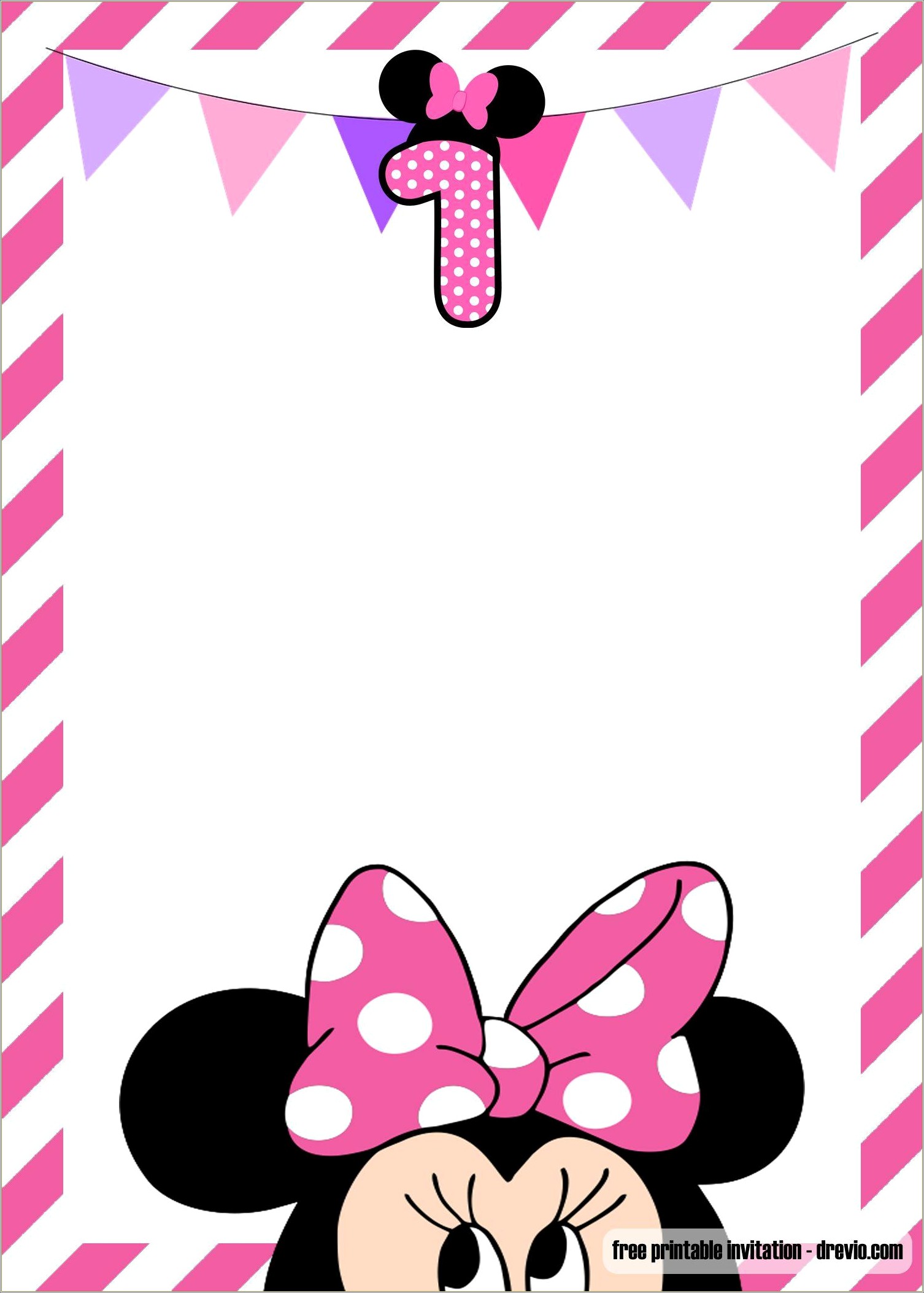 Minnie Mouse 1st Birthday Invitations Free Templates