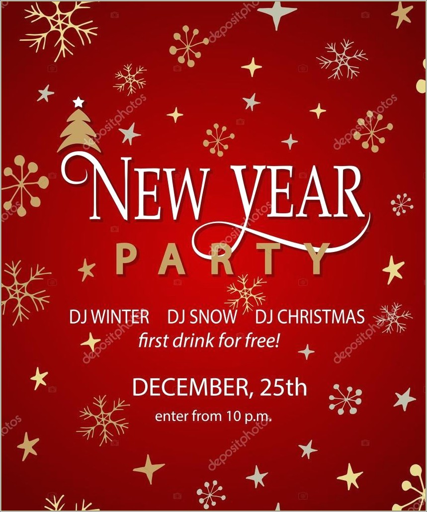 New Year Party Invitation Card Template Free