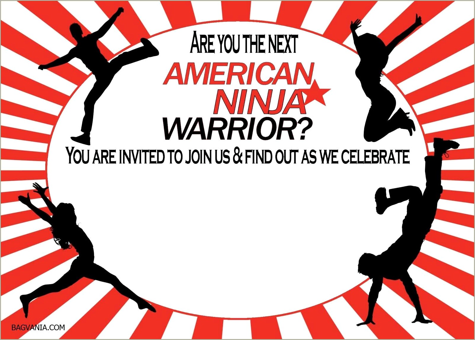 Ninja Warrior Birthday Party Invitation Template Free
