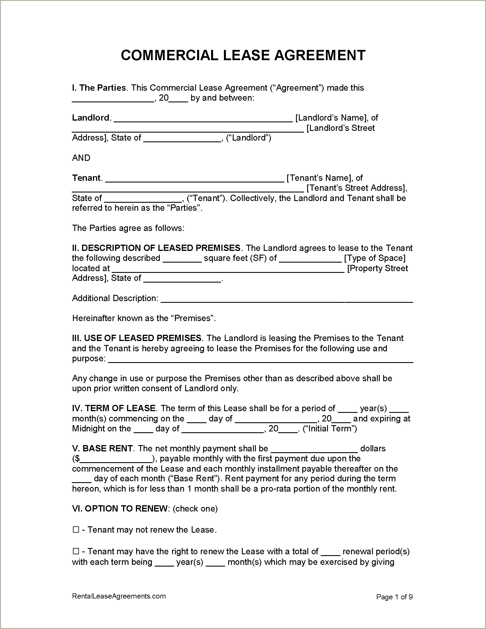 Nsw Commercial Lease Agreement Template Free Pdf