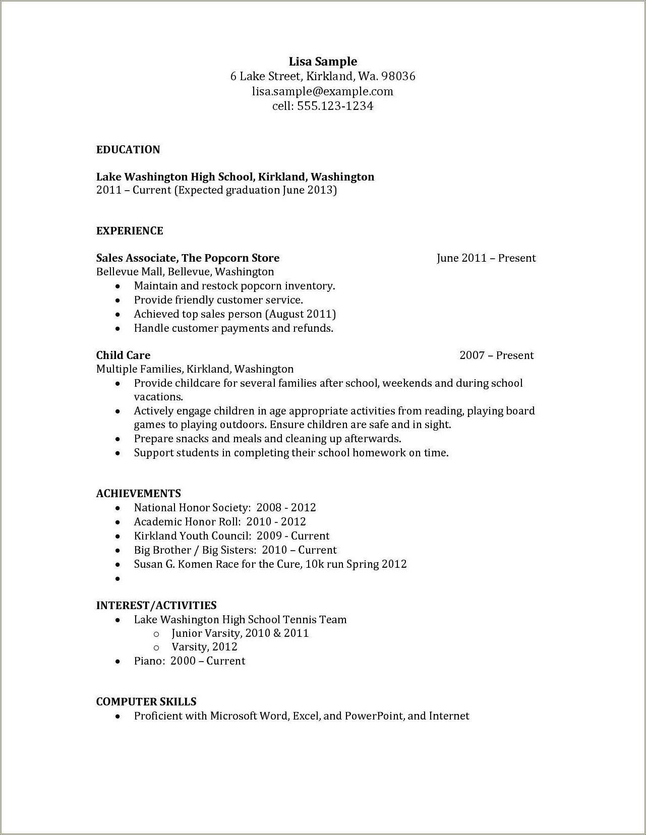 Objectives For Resume For Teens