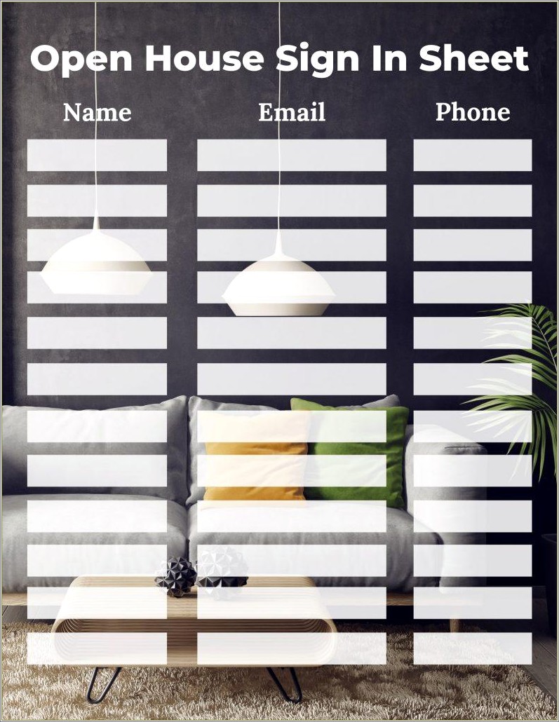 Open House Sign In Sheet Template Free